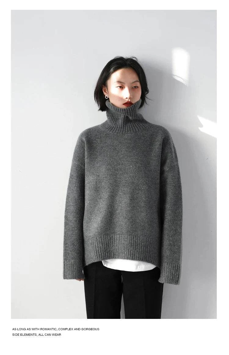 Women's Sweater - Loose Turtleneck Pullover Knitwear