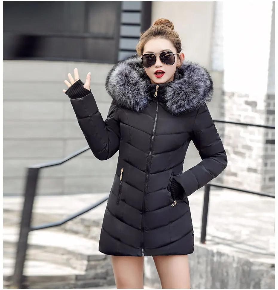 Slim Women Winter Jacket - Warm Cotton Padded Coat