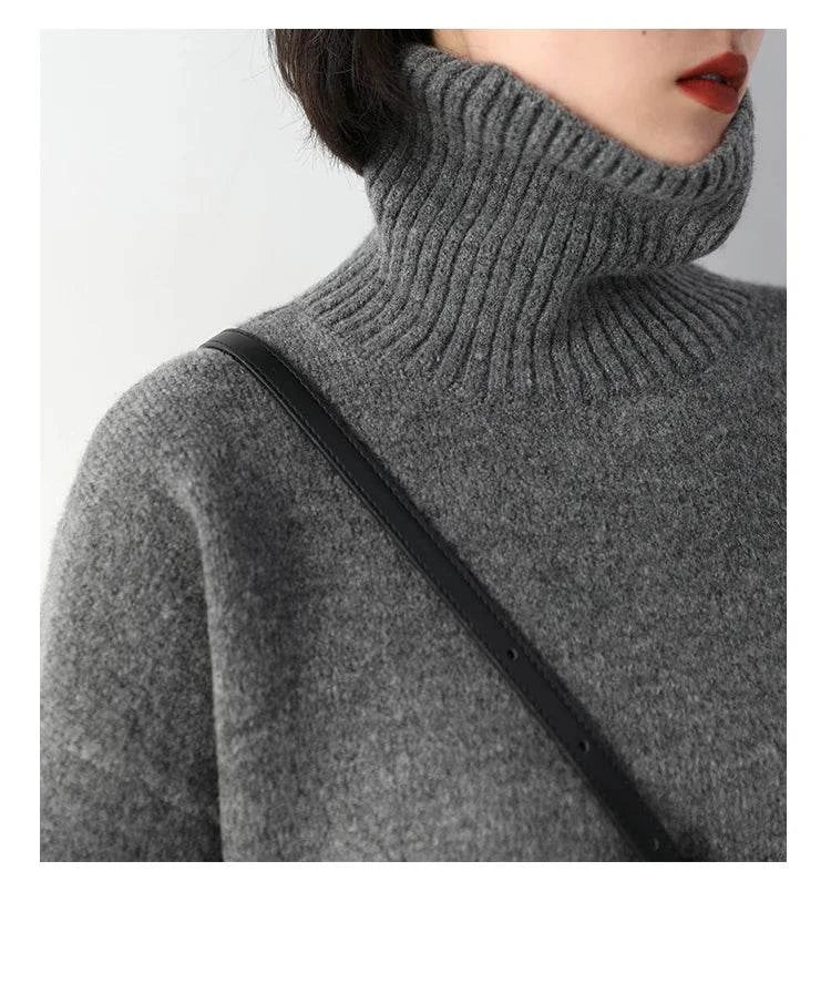 Women's Sweater - Loose Turtleneck Pullover Knitwear