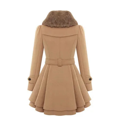 Women's Winter Slim Long Wool Sherpa Coat