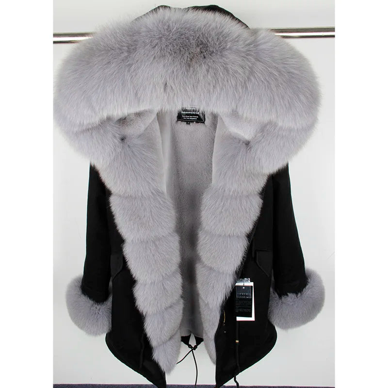 Luxury Hooded Real Fox Fur Jacket