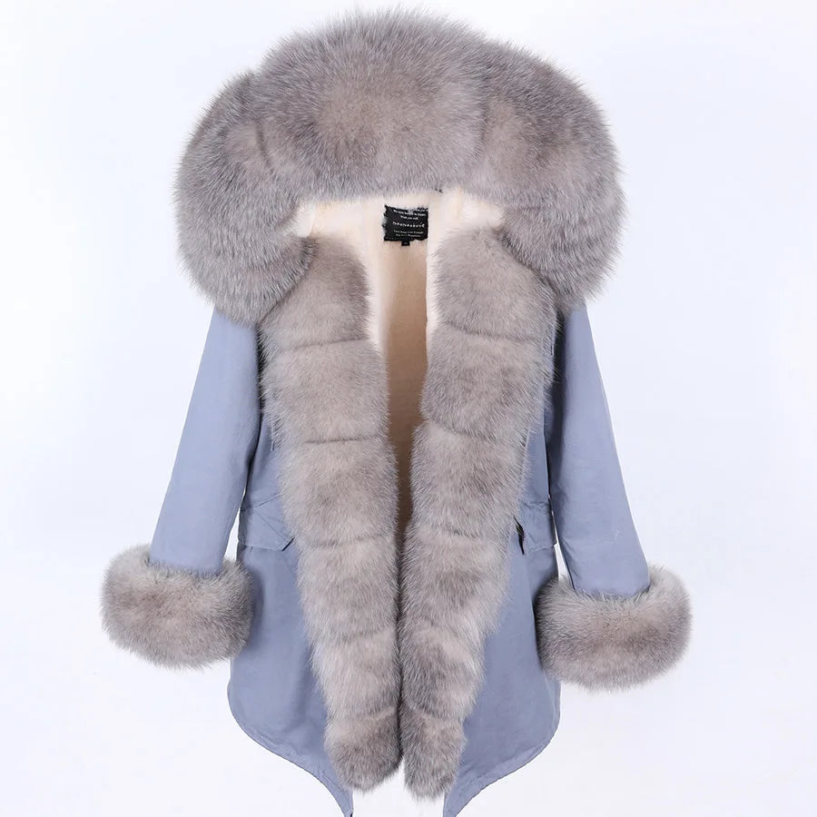 Luxury Hooded Real Fox Fur Jacket