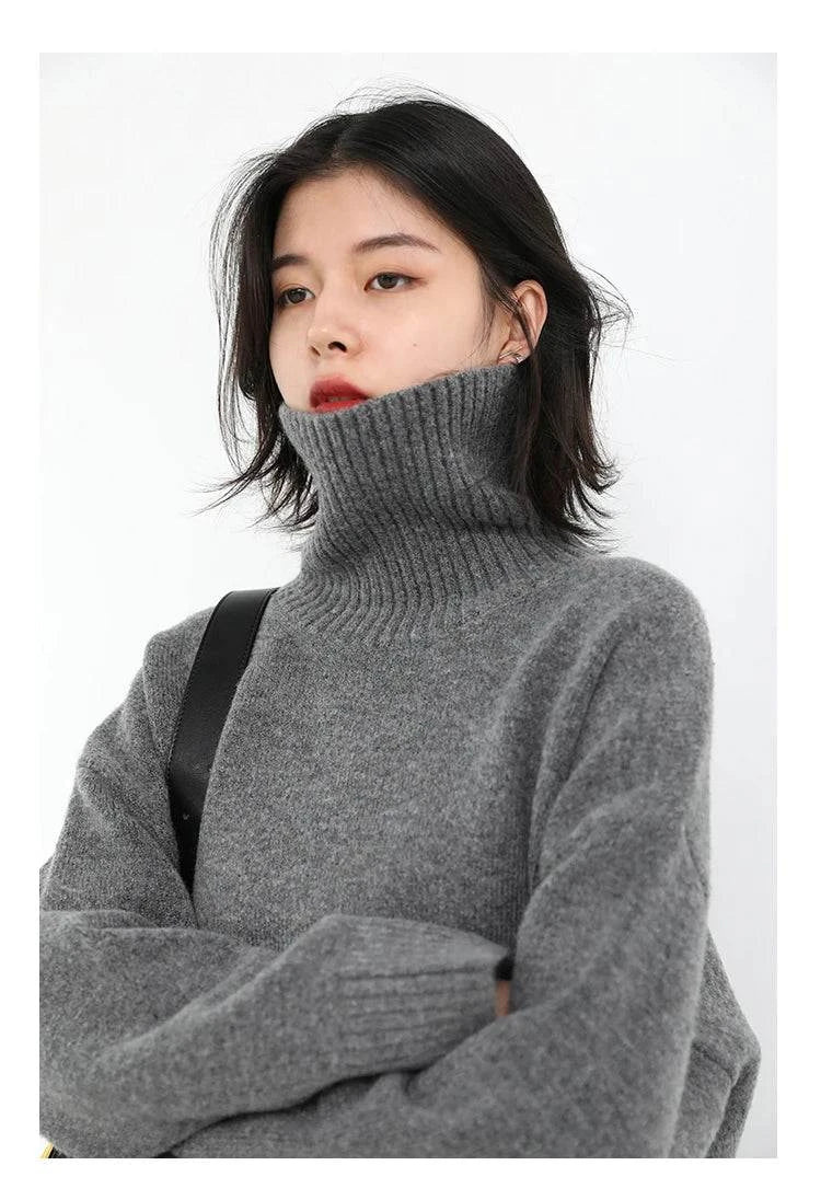 Women's Sweater - Loose Turtleneck Pullover Knitwear