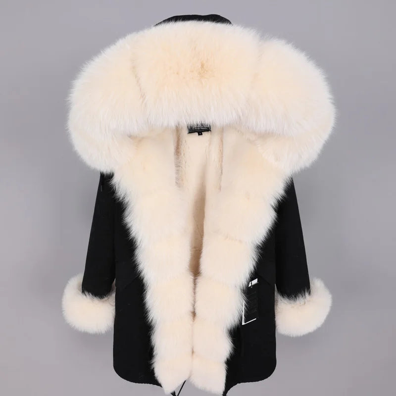 Luxury Hooded Real Fox Fur Jacket