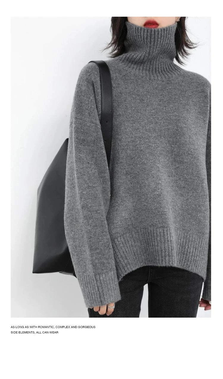 Women's Sweater - Loose Turtleneck Pullover Knitwear