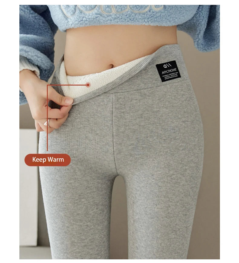 Thermal Fleece High-Waist Ribbed Leggings