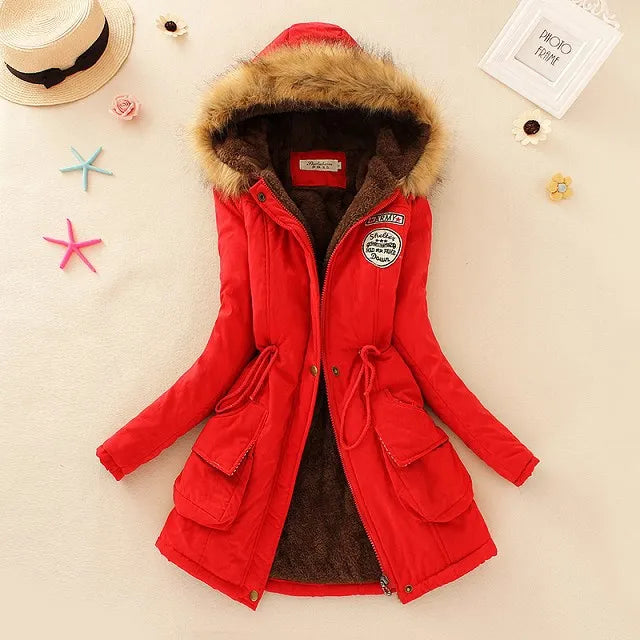 Autumn Winter Women’s Hooded Slim Coat