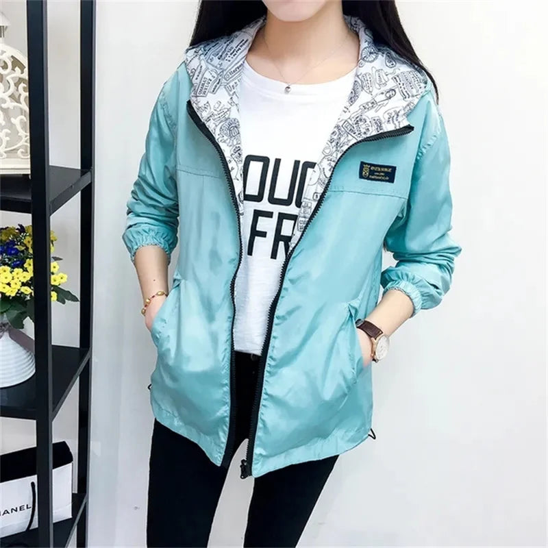 Double-Sided Hooded Trench Coat for Women