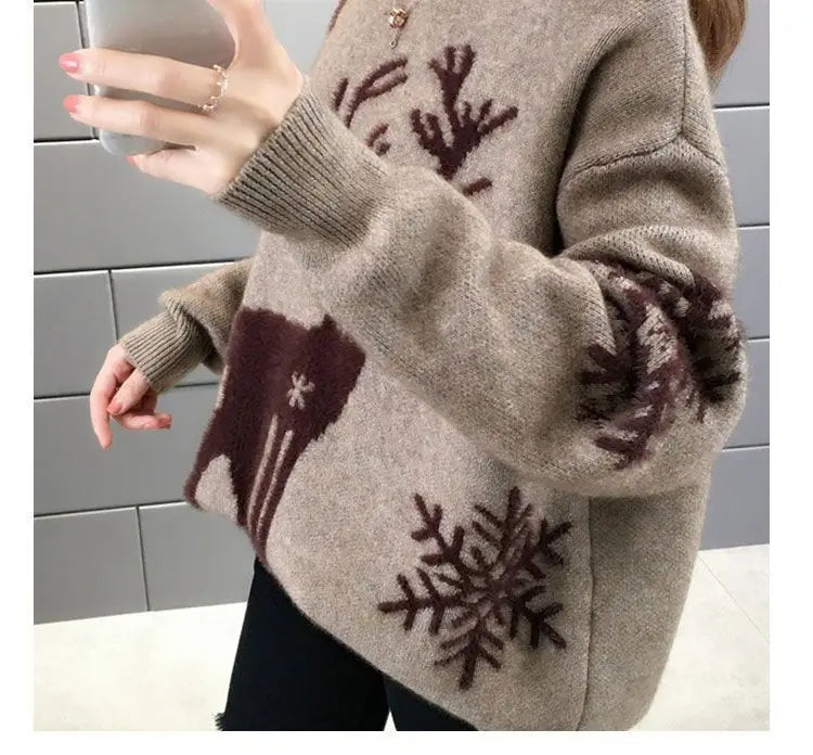 Autumn Winter Plus Size Long Sleeve Knitting Pullovers for Women