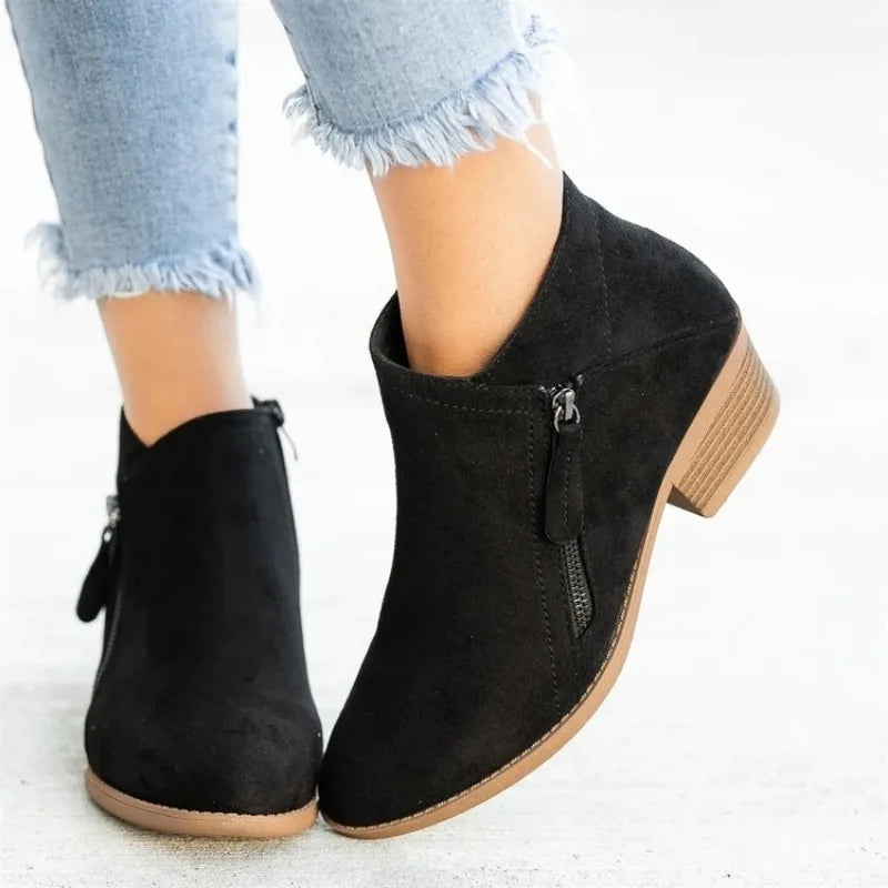 Autumn Winter Low Heel Ankle Boots for Women