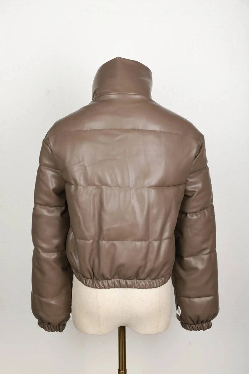 Winter Parka Coat - Thick Warm Faux Leather Jacket