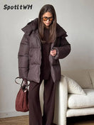 Switch Vintage brown hooded cotton padded coat for winter fashion. 1 image