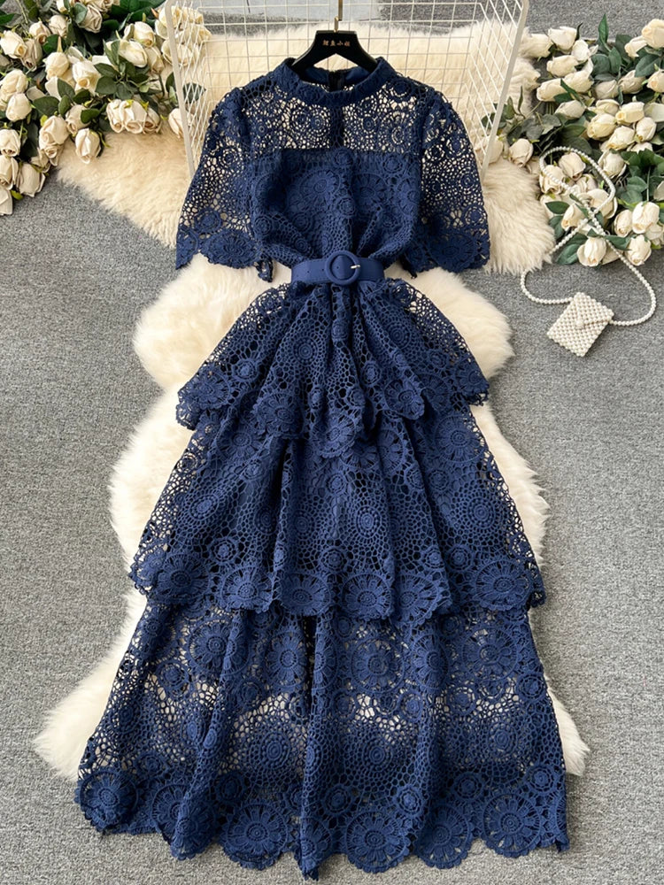 Ruffles Lace High Waist Dress – Sweet Style