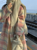 Switch Winter Rainbow Woollen Coat – Y2K Plaid Trench Jacket 2 image