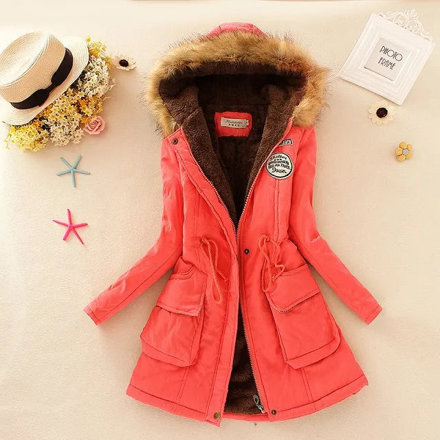 Autumn Winter Women’s Hooded Slim Coat