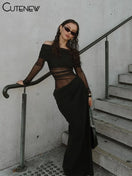 Switch Cutenew Mesh Ruched Off-Shoulder Maxi Dress 2 image