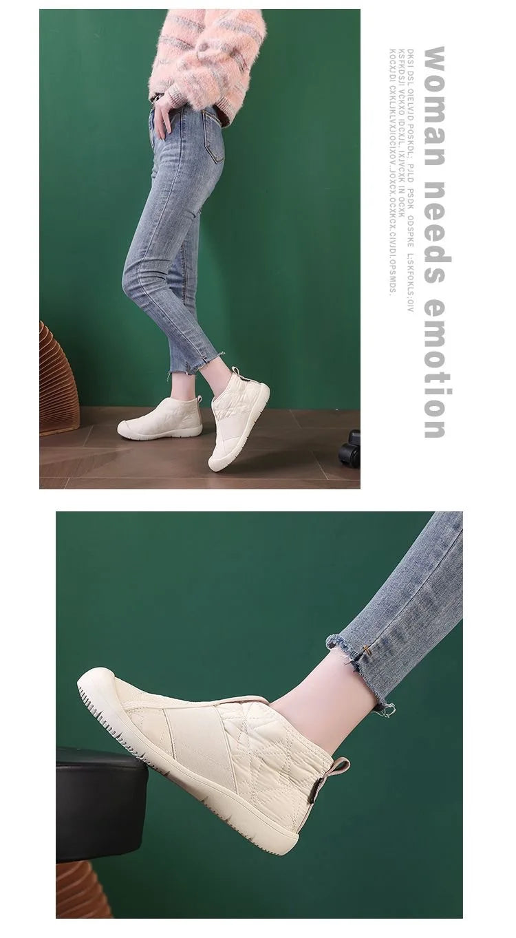 Plush Waterproof Cotton Snow Boots for Women