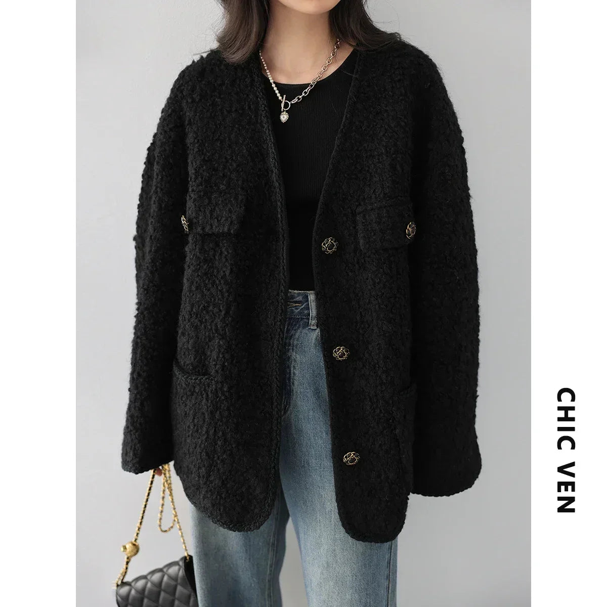 CHIC VEN Women's Woolen Coat - Autumn Winter