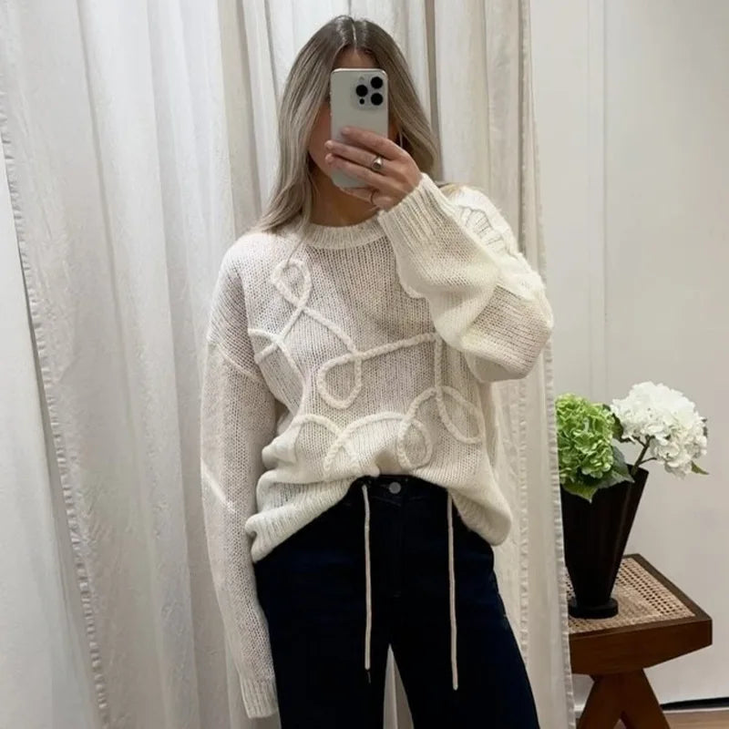 Women's Solid Color Long Sleeve Knitted Sweater | Alfadarling