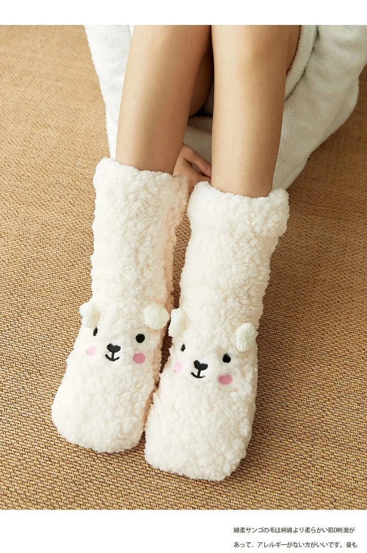 Women's Plush Non-Slip Coral Fleece Floor Socks | Alfadarling