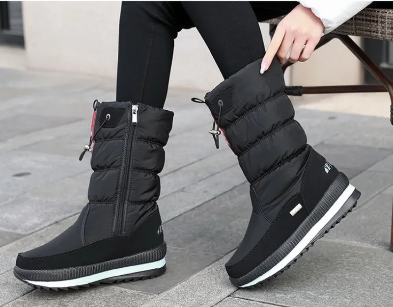 Winter Women's Plush Mid Calf Snow Boots