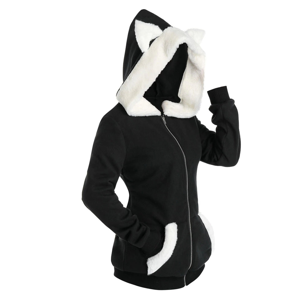 Women’s Cat Ears Hooded Plush Sweatshirt