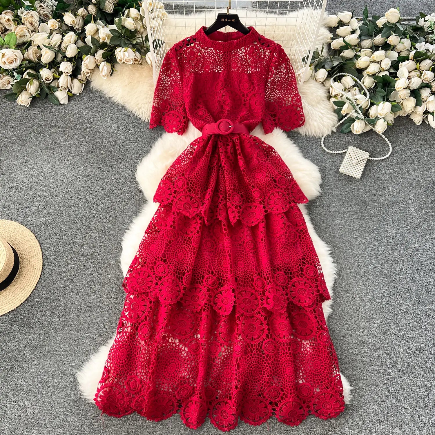 Ruffles Lace High Waist Dress – Sweet Style