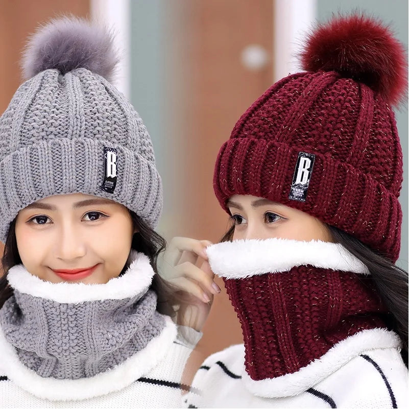 Brand Winter Knitted Scarf & Hat Set