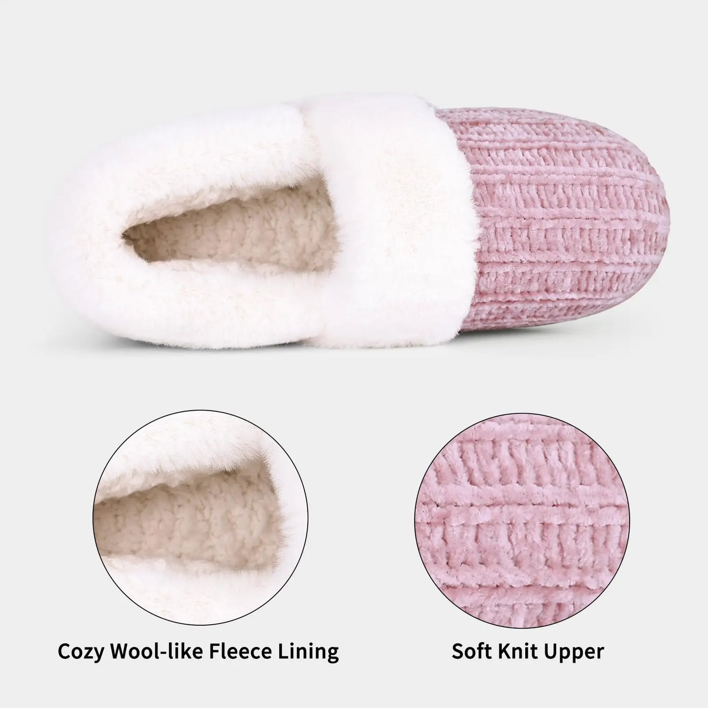 Comwarm Winter Knit Fur Slippers - Soft & Cozy