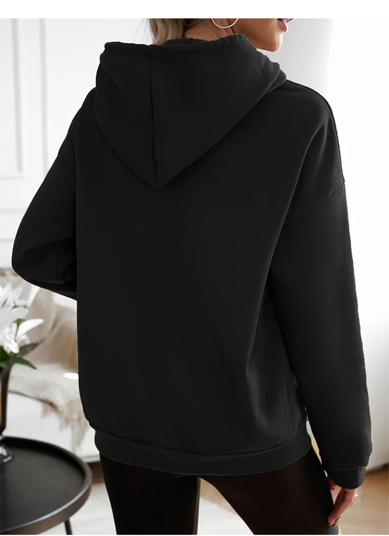 Women’s Casual Black Loose Hoodie