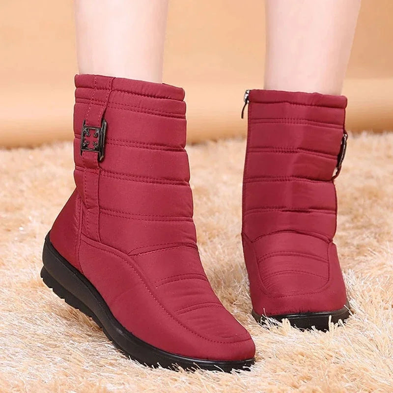 Women's Warm Fur Ankle Snow Boots with Wedge Heel | Alfadarling