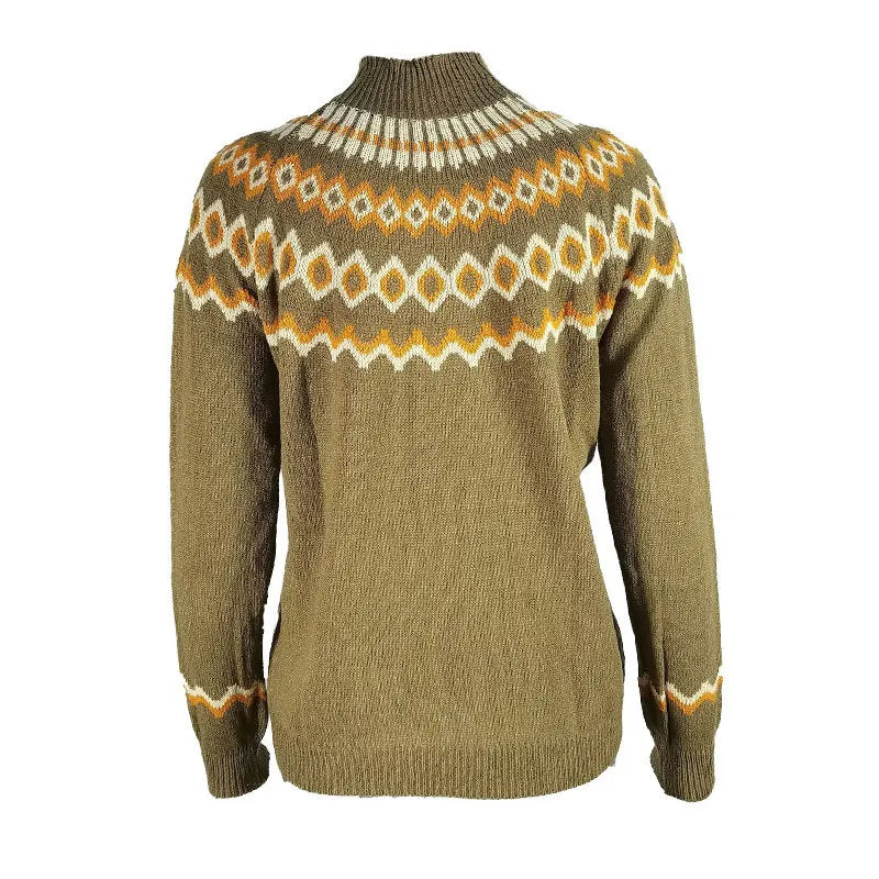 Women's Striped High Roll Neck Knitted Sweater