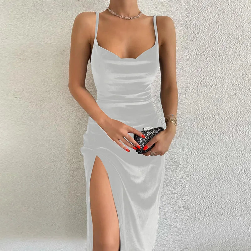 Elegant Slim Slit Halter Dress