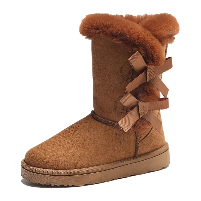 Women Flock Fluffy Suede Snow Boots