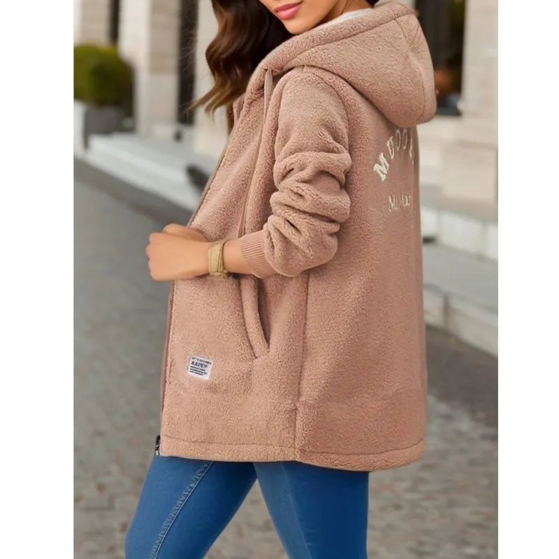 Thickened Fleece-lined Hooded Sweatshirt for Women