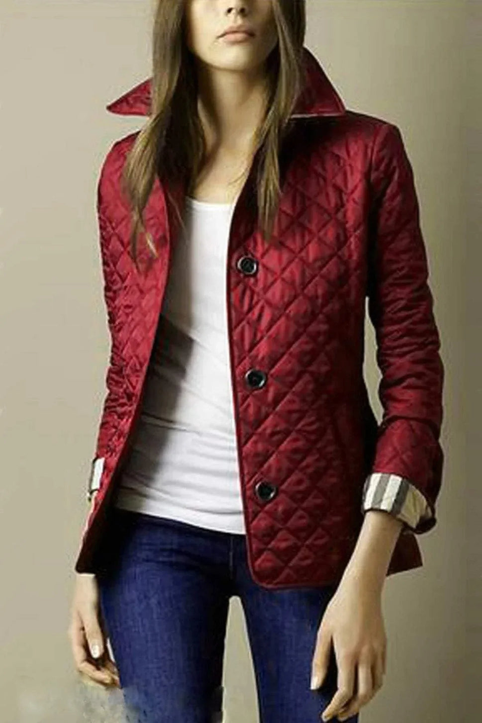 Quilted Winter Coat for Women – Elegant Single-Breasted Jacket