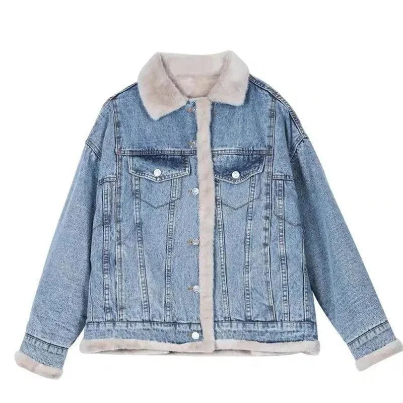 Retro Fur Collar Denim Jacket