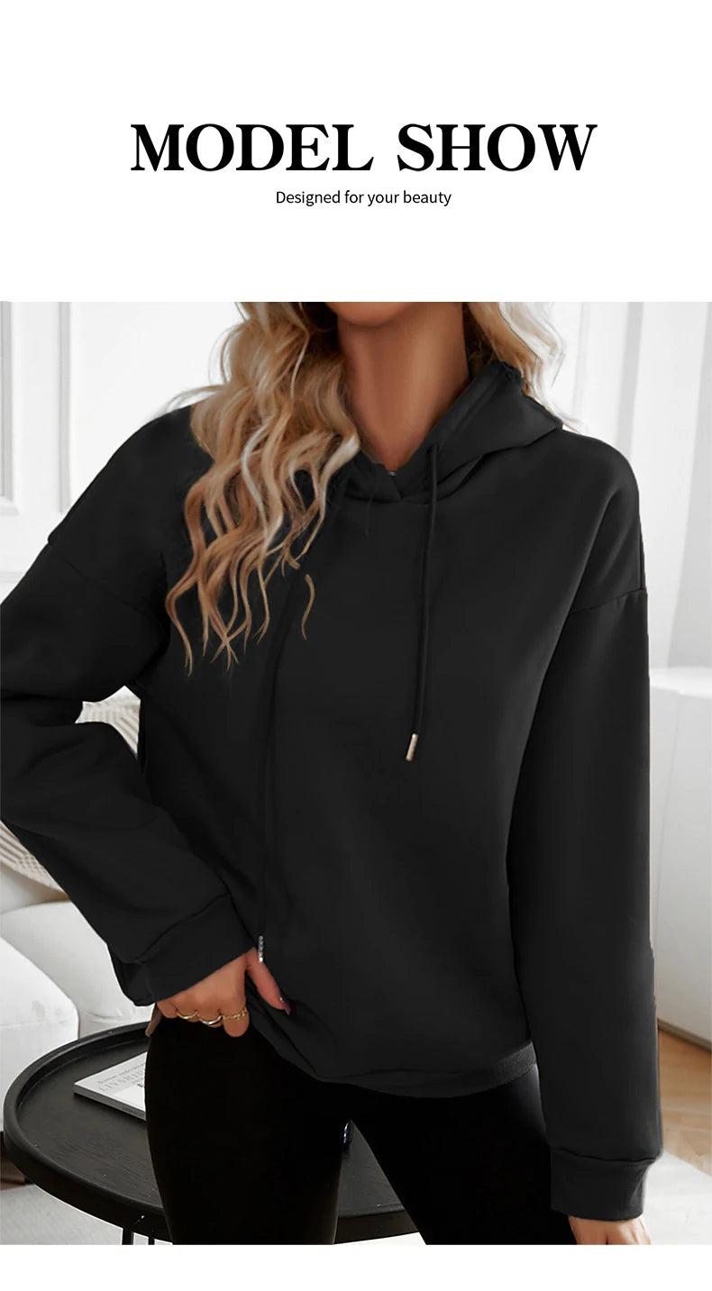 Women’s Casual Black Loose Hoodie