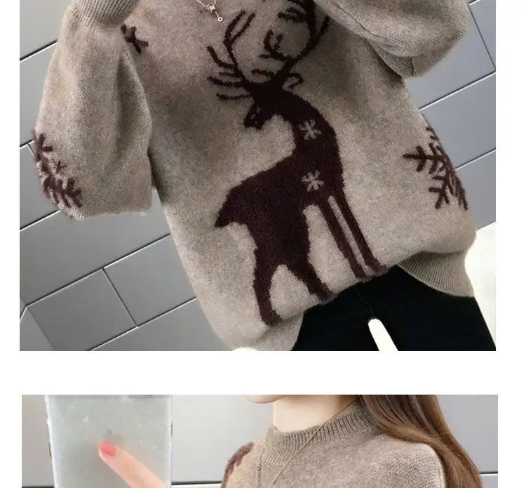 Autumn Winter Plus Size Long Sleeve Knitting Pullovers for Women