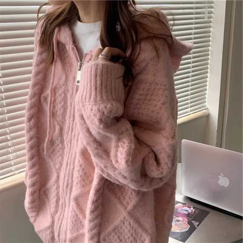 Hooded Knit Cardigan for Women