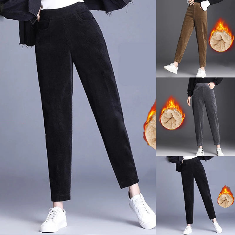 Plush Thick Casual Corduroy Pants for Women