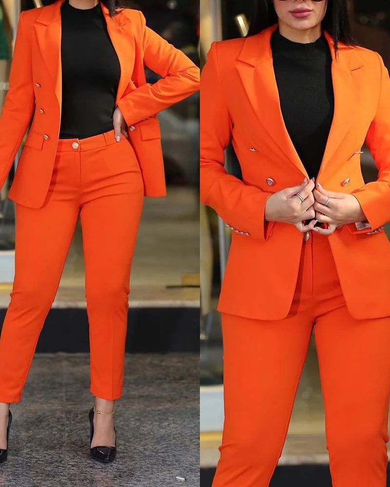 2-Piece Office Clothing Set - Blazer & Pencil Pants at Alphadarling