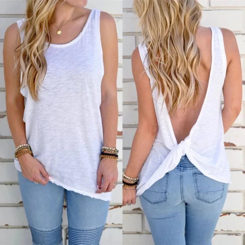 Backless Cross Tank Top for Summer