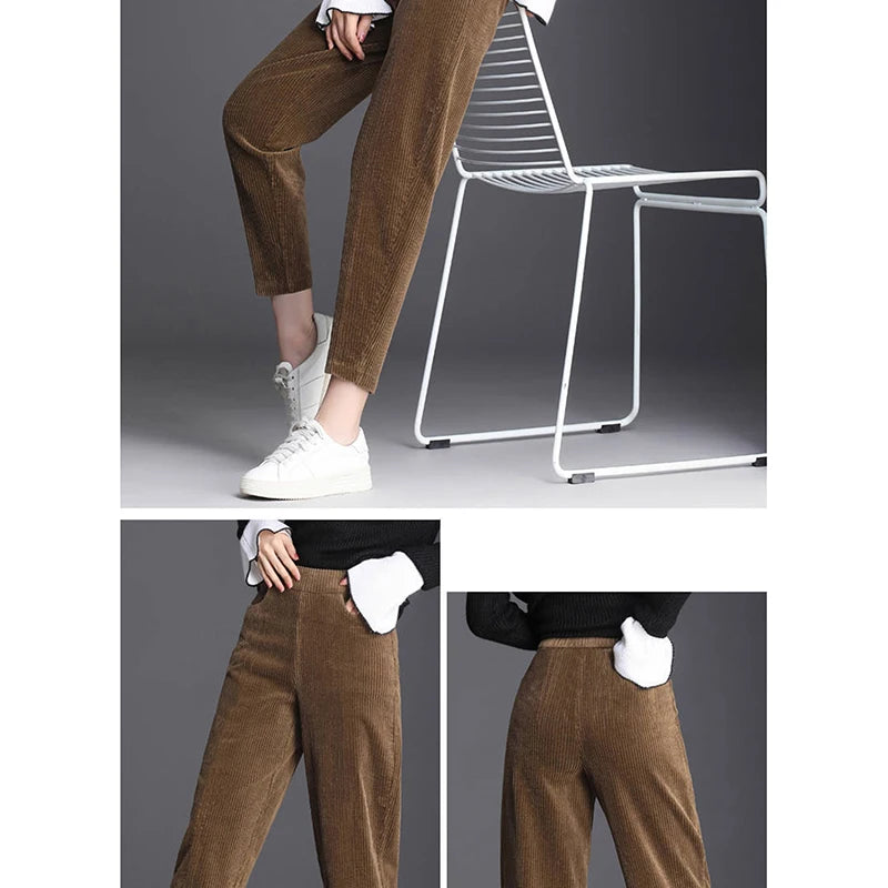 Plush Thick Casual Corduroy Pants for Women