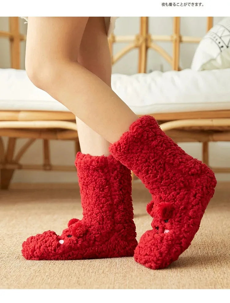 Women's Plush Non-Slip Coral Fleece Floor Socks | Alfadarling