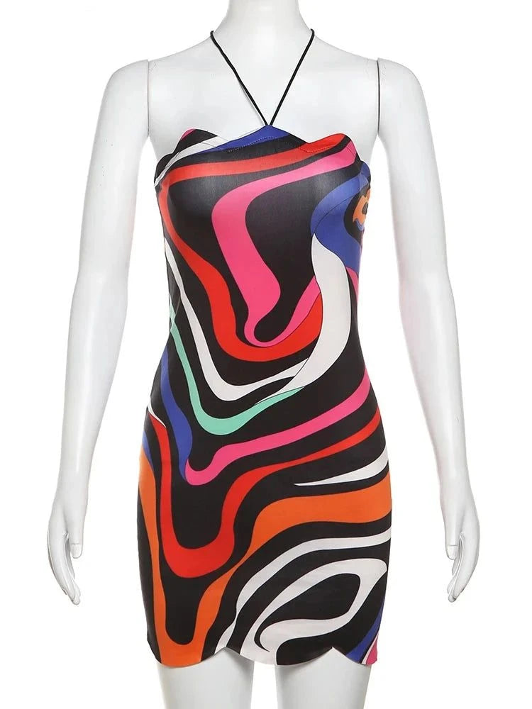 Colorful Halter Party Dress