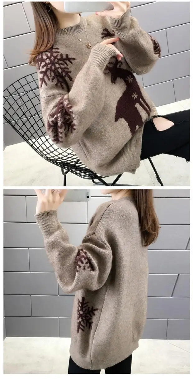 Autumn Winter Plus Size Long Sleeve Knitting Pullovers for Women