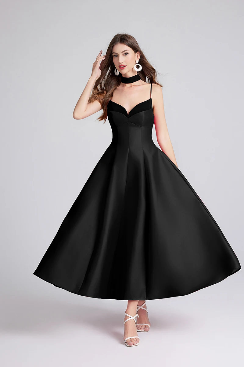 Elegant Backless A-Line Midi Dress