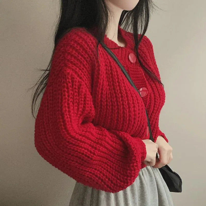 Fall Winter Women’s Thick Knitted Cardigan