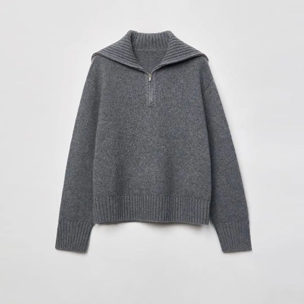 Plus Size Wool Half Zip Sweater for Women | Alfadarling